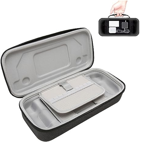 Annadue Hard Carrying Case for Steam Deck Console and Accessories, Dark Gray, with Handle, Built-in SD Card Slot and Stand, Travel Storage Bag