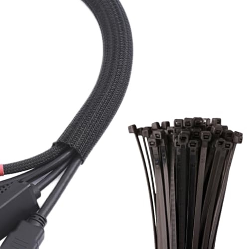 Manguito de Cable Recoge Cables Cubre Cables Organizador de Cables Funda Cables para Computadora PC Ordenador con 100 Bridas
