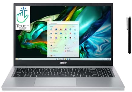 Acer Aspire 3 Touch Slim Laptop in argento Ryzen 5 4 core fino a 4,3 GHz, 16 GB di RAM 512 GB SSD 15.6 pollici FHD Web Cam WiFi HDMI W11 Pen (A315 - Rinnovato)