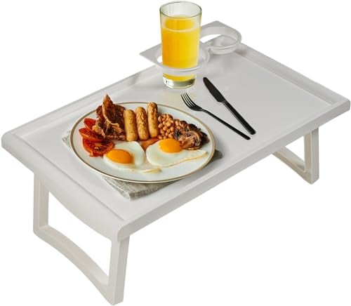 Aidapt Lap Tray Folding Table with Legs and Drinks Holder.Raised Edges,Stow Away Easy Storage,Lap Top,Breakfast in Bed,Crafting,475x300mm Usable Space,Lightweight