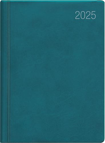 Zettler - Taschenkalender 2025 türkis, 10,2x14,2cm, Taschenplaner mit 192 Seiten im flexiblem Kunststoffeinband, 1 Woche auf 2 Seiten, Tages- und Wochenzählung und internationales Kalendarium