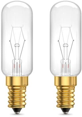 Lamptobe Cooker Hood Light Bulbs E14 Extractor Fan Bulb Oven Light Bulbs 300 Degrees 42W Dimmable T25 E14 SES Appliance Lamp Warm White 2700K for Range Hood, Cooker Hood, Oven and Salt Lamp, 2-Pack