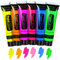 Teekerwan Lot de 6 tubes de peinture phosphorescente pour le visage et le corps phosphorescent UV Blacklight fluorescent - Facile à nettoyer - STCHG