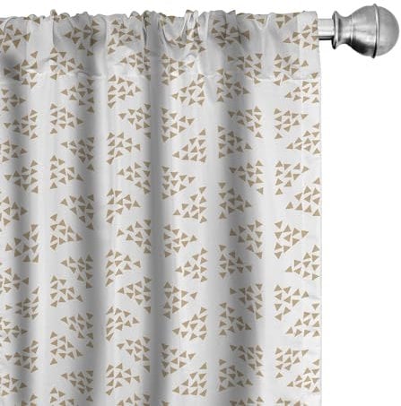 ABAKUHAUS Art Deco Vorhänge 2er-Pack, Geometrische Abbildung mit Monochrom Wenig Triangles Drucken, Vorhang für Wohnzimmer Schlafzimmer, 4 Stück 150 cm x 175 cm, Dunkler Sand braun Braun Weiß