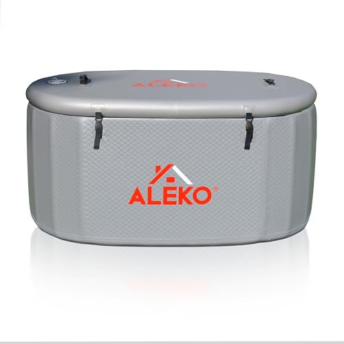 Inflatable Cold Plunge | Portable Ice Bath | Insulated Lid | 1-2 Person Capacity | 182-Gallon Water Capacity | Drop-Stitch Construction | Pump and Carry Bag Included | Chiller Hook-Up Available, Gray