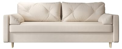 roe furniture Schlafsofa 228x90x88 cm - Sofa mit Schlaffunktion - Schlafcouch mit Bettkassen - Couch für Wohnzimmer - Kollektion Astra - Weiß