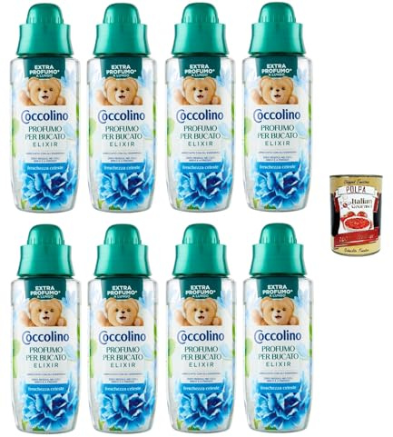 Coccolino Profumo per Bucato Elixir freschezza celeste Wäscheparfüm Elixier himmlische Frische 8x 342 ml+ Italian Gourmet polpa 400g