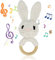 Rassel Baby, Reine Handarbeit Greifling Baby Personalisiert, Baby Beruhigen Baby Rassel, Baby Rassel Holz Geeignet für Babys ab 0 Monaten (White Rabbit)