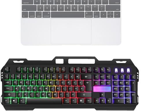 Nuyhgtr Tastiera da gamer, tastiera a LED, tastiera meccanica, tastiera meccanica RGB, tastiera estetica luminosa, tastiera da gioco compatta, tastiera ergonomica da gioco per casa, laptop, desktop,