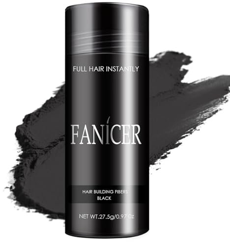 Fibre Capillaire, Poudre Densifiante Cheveux, Poudre Cheveux Pour Cheveux Clairsemés, Fibres capillaires Poudre de Cheveux, effet immédiat, Cheveux sont plus épais, Moelleux(Noir)