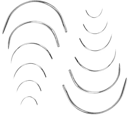 Curved Hand Sewing Needles Repair Kit Assorted Pack 12 PCS 2 to 5 | Sturdy steel durability; versatile mending choices for leather carpet canvas; ideal weaving crafts supply