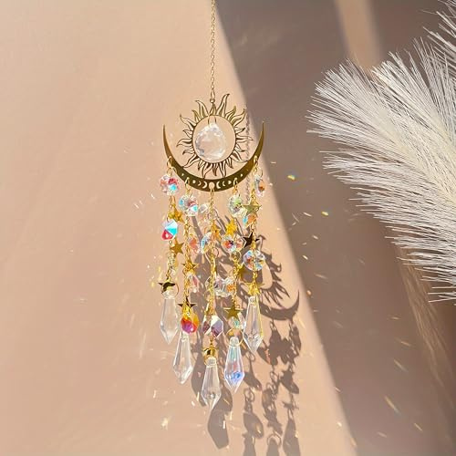 Atrapasol de cristal colgante, atrapasoles celestiales, cristal de luz arcoíris para ventana, adorno decorativo colgante para el hogar para dormitorio, sala de estar, jardín, patio, balcón, idea de