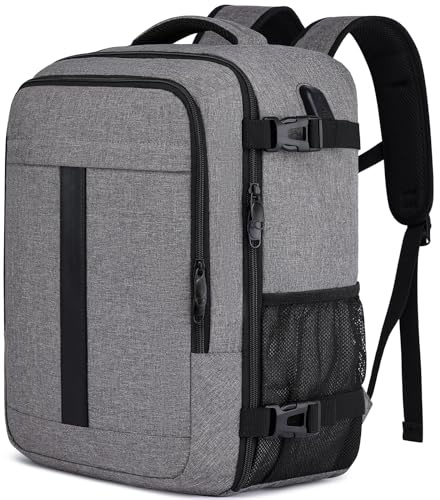 Ryanair Handgepäck 40x30x20 Rucksack 40x30x20 Eurowings Handgepäck Rucksack Flugzeug Reiserucksack Handgepäck Tasche Laptop Rucksack 14 Zoll mit USB Ladeanschluss Reisetasche für Herren Damen,Grau