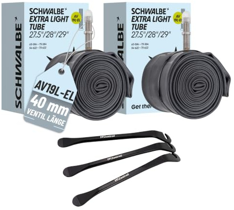 Schwalbe 2X Fahrrad Schlauch AV19L-EL 27,5-29 Zoll & 3 Reifenheber