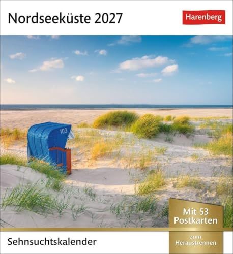 Nordseeküste Sehnsuchtskalender 2027 - Wochenkalender mit 53 Postkarten: Reise-Kalender mit 53 hochwertigen Postkarten der schönsten Reiseziele an der Nordsee. Postkartenkalender 2027