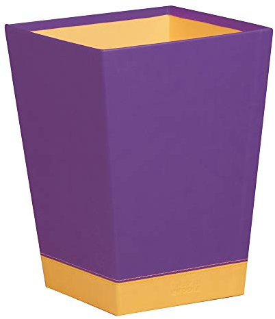 RHODIA 318920C - Corbeille à Papier Violet - 24 x 24 x 32 cm - Piqûres Sellier Orange - Extérieur Simili Cuir - Collection Home Office rama - Organisation de Bureau & Rangement Design