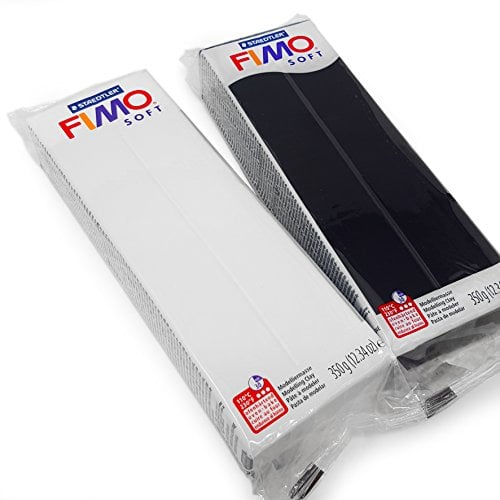 FIMO Soft 350g Polymer Modelling Clay - Oven Bake Clay - Black and White Set