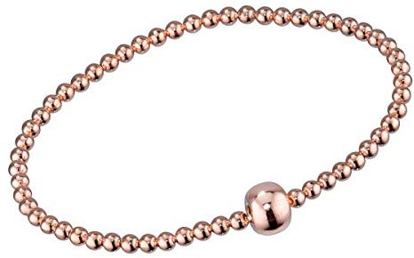 MATERIA Kugel Armband Damen Gold Rosegold Armkette 925 Silber vergoldet 17cm verstellbar mit Geschenk-Box SA-38