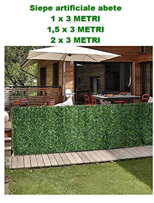 PUNTOIRRIGAZIONE PISCINE Siepe Sintetica Artificiale Finta arelle ombreggiante Pino con Foglie ago Largo 1X3 Metri