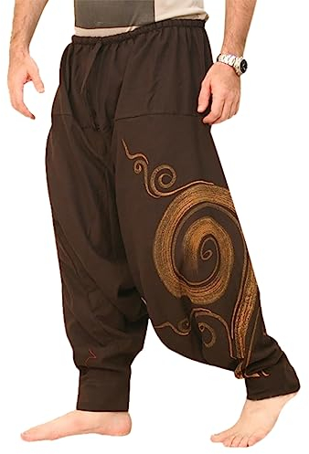 Taigood Pantaloni da Uomo Harem Comodi Pantaloni Elastici in Vita Pantaloni Casual Hippies Yoga Tinta Unita Marrone Taglia XL