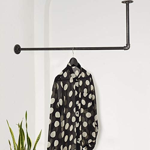 Kleiderstange Deckenmontage Wandmontage schwarz - Garderobenstange div. Größen z.B. 100 x 30 cm - Garderobe Industrial Design handgefertigt - Wasserohr Kleiderstange Wand in L-Form mit 90 Grad Winkel