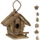 Reladays Casetta per Uccelli, da Appendere, Legno Non Trattato, Balcone, Giardino, HLP 28,5x20,5x17,5 cm, Naturale