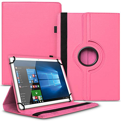 NAUCI Tablet Hülle kompatibel mit Jay-tech G10.11 LTE / G10.10 Tasche Schutzhülle Case Universal Cover aus Kunst-Leder Standfunktion 360° Drehbar, Farbe:Pink
