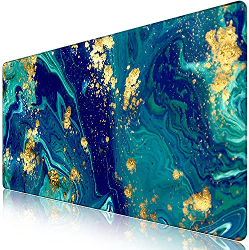 iCasso Erweitertes Gaming-Mauspad (89,9 x 39,9 cm / 35,4 x 15,7 Zoll), XXL, große Gummiunterseite, rutschfest, Mauspad mit genähten Kanten, wasserabweisend, Tastatur-Mauspad, Schreibtischunterlage für