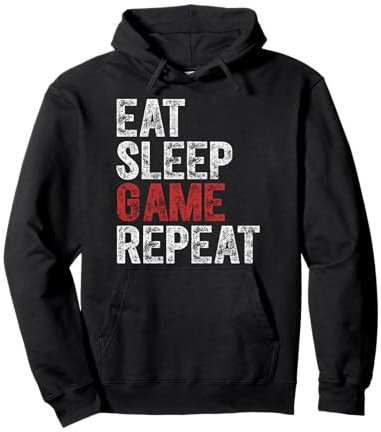 Funny Video Gamer Shirt Eat Sleep Game Repeat Pullover Hoodie