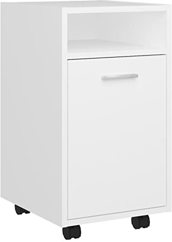 vidaXL Beistellschrank mit Rollen Rollcontainer Bürocontainer Büroschrank Standschrank Schreibtischcontainer Weiß 33x38x60cm Holzwerkstoff