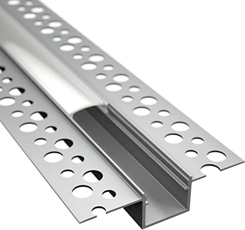 ledomec ALU Profil/Einbau Leiste Trockenbau EINPUTZ für Led Streifen + Abdeckung (Trockenbau 14-1m matte Abdeckung)