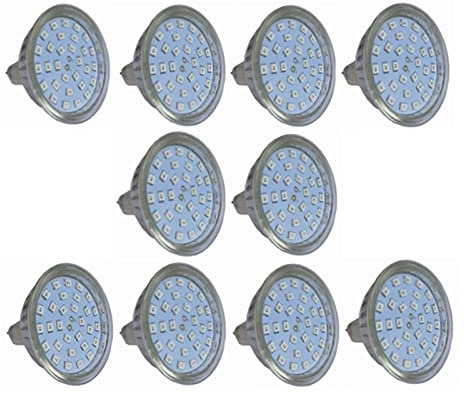 ANTYX 12V/24V GU5.3 MR16 LED Spotlight, White/Blue/Green/Red GU5.3 GX5.3 Bi-Pin Base Recessed Light Bulb 35W Halogen Replacement Bulb for Landscape Accent Track Lighting, AC/DC 12-60V, 10-Pack