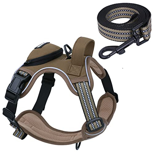 Hundegeschirr mit Tasche (XL, Braun)