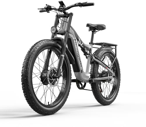 Shengmilo Dual Suspension e bike S600 E-Mountain Bike Dual Motor electric bike 26Inch Fat Tire e-bike 48V 17.5AH Battery with Removable Li-Ion Battery and 7 Speed Gear for Adults-Men(UK Warehouse)