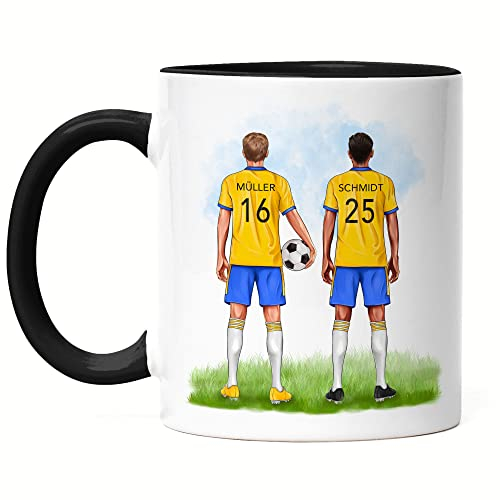 Kiddle-Design Beste Fußball Freunde Tasse Schwarz Personalisiert mit Namen Verein Fußballer Geschenk Fußballfan Trainer Fußballtrainer Fussball