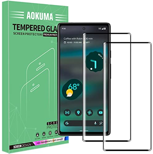 AOKUMA Google Pixel 6A 3D Panzerglas, [2 Stück] Glas kompatibel mit Google Pixel 6A Schutzfolie, hochwertige 3D Glasfolie mit 9H Härte, kratzfest(schwarzer Rand)