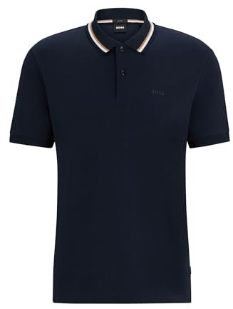 BOSS Hommes Penrose 38 Polo Slim Fit en Coton à col rayé
