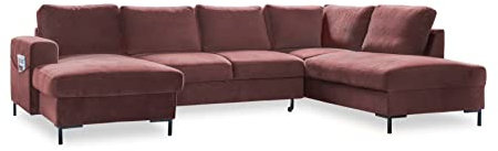 MIUFORM Lofty Lilly, 8er Ecksofa mit Schlaffunktion, Rechts, Koralle