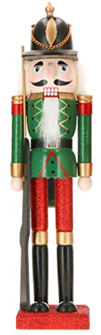 TIMSTOR - Nussknacker Soldatin Nutcracker mit Gewehr 43 cm Holz Dekoration Weihnachten