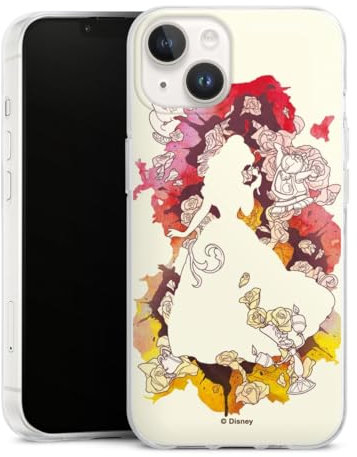 Silikon Hülle kompatibel mit Apple iPhone 14 Case transparent Handyhülle Offizielles Lizenzprodukt Disney Princess Die Schöne und das Biest