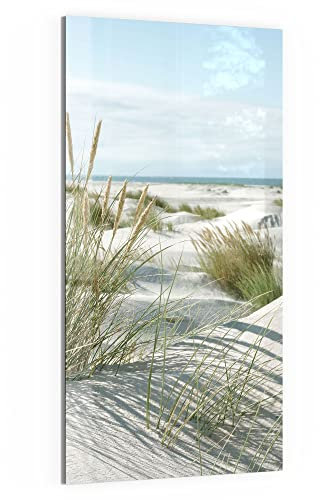 DEQORI Glas-Magnettafel | 50x100 cm groß | Motiv Dünen an Nordseeküste | Memo-Board aus Glas | Magnetboard inkl. Magnete, Stift & Tuch für Küche & Büro | Tafel magnetisch & beschreibbar
