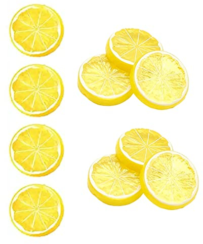 Heting-YQ 10 Pezzi Fette di Limone Artificiali, Fetta Limone Finta in Plastica, Frutta Finta Decorazione Limone per Feste, Casa, Ristorante, Decorazione Natalizia