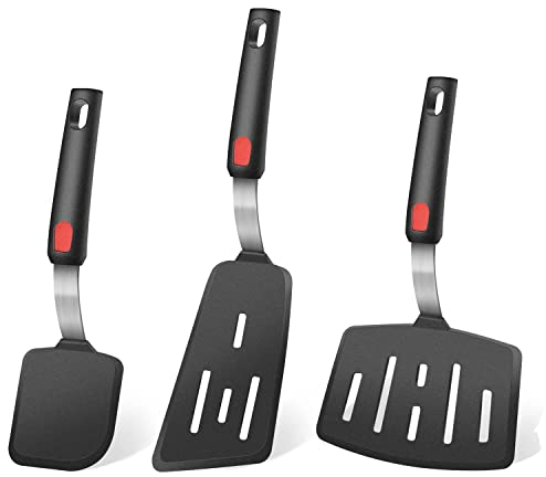 PRATYAHARA Spatule en Silicone, Tourneur, RéSistant à la Chaleur 600F, pour Retourner Les œUfs, Les Hamburgers, Les CrêPes, Les CrêPes et Plus Encore (Lot de 3)