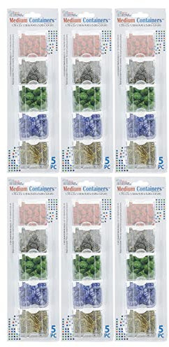 Bead Storage Solutions Elizabeth Ward 5 Piece Craft Organizing Storage Containers for Small Beads, Crystals, and Fasteners, Clear (6 Pack)