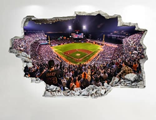 Wandsticker Baseball-Stadion-Wandaufkleber im 3D-Look – Jungen-Kinderzimmer-Sport-Wandaufkleber Z528 80x120cm
