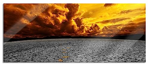 Pixxprint Glasbild Panorama, Wandbild aus Echtglas, ausgetrocknete Landschaft, 120x50 cm, inkl. Aufhängung und Abstandshalter