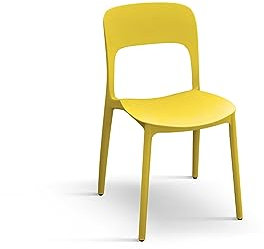 PAZZO DESIGN Sedia Luana, Set Da 4 Sedie, Giallo, Polipropilene, Cucina, Sala Da Pranzo, Giardino, Impilabili - id_1951