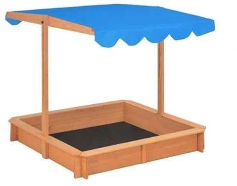 vidaXL Sandkasten mit Verstellbarem Dach Tannenholz 115x115x115 cm