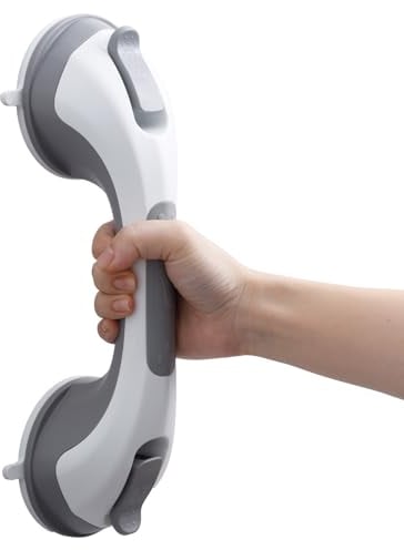 TAILI Barras de Agarre para Baño, MAX 110 KG Asa de Seguridad para Baño, 31 CM Agarrador Duchas Personas, Seguridad para Ancianos, Discapacitados, Succión Agarraderas para Mayores - Gris