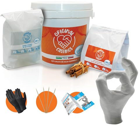ORIGINAL CASTINGS Calco Mani Coppia profumato| Kit Calco 3D Idee Regalo Originali per Matrimonio Battesimo Laurea Compleanno (Cannella)
